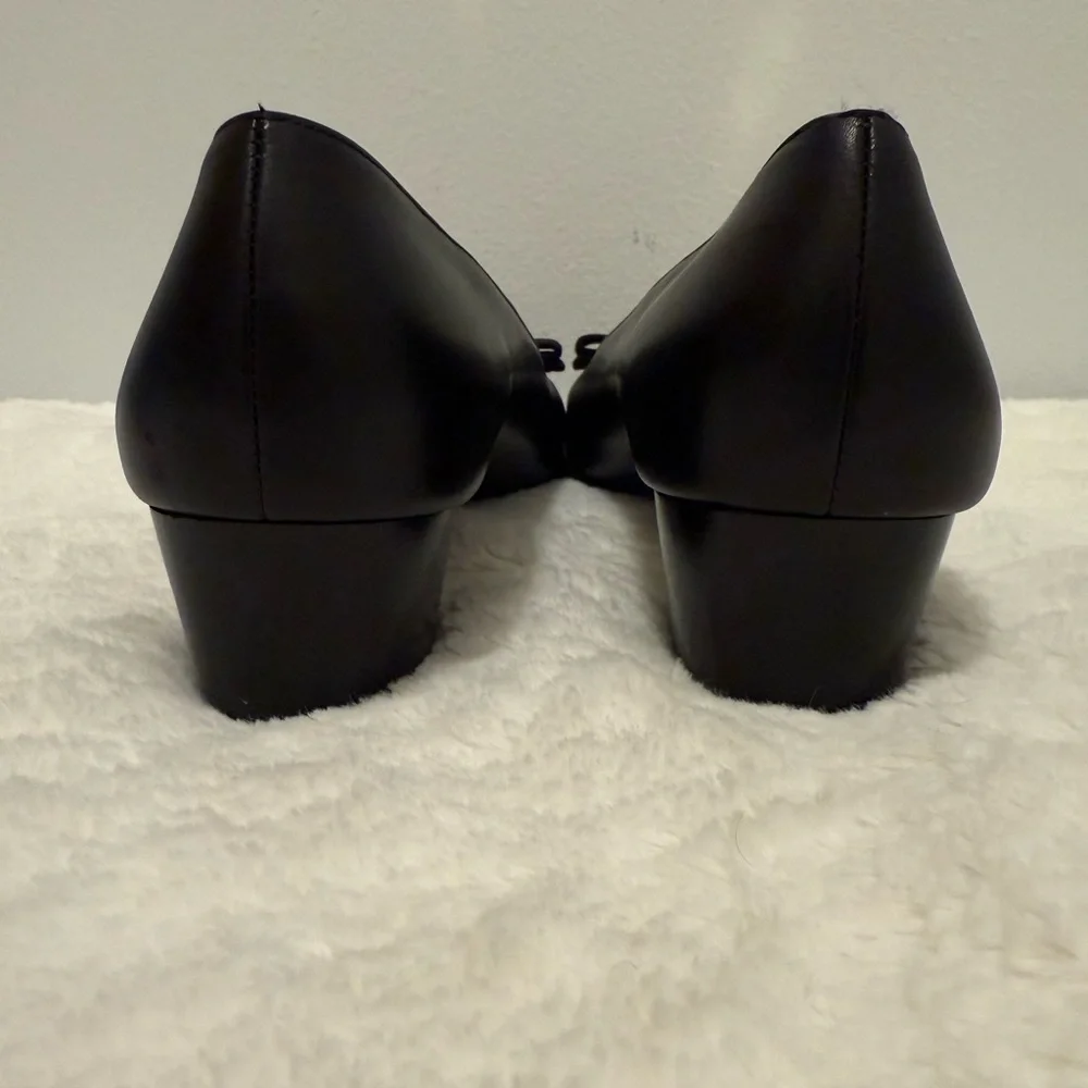 Salvatore Ferragamo Black Low Heel  with Gold Buckle - Picture 3 of 7